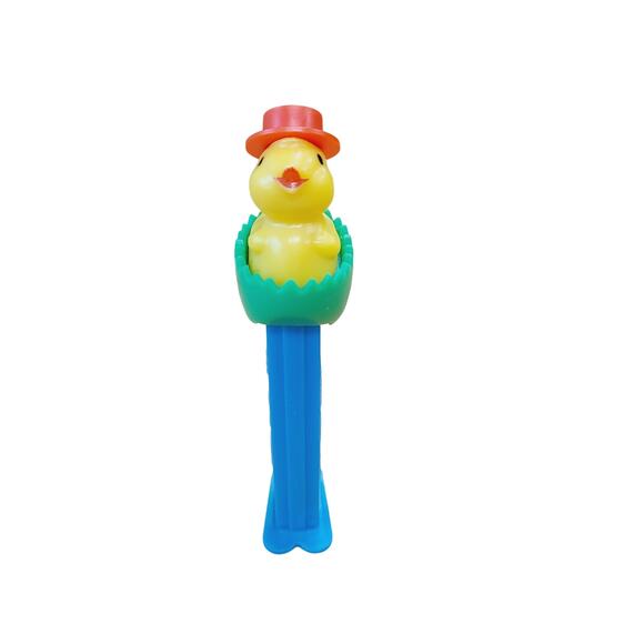 Vintage Pez Dispenser Made In Hungary Chick In Egg Red Hat, Green Egg, PRE-OWNED - Picture 1 of 6